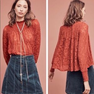 Anthropologie Deletta Amanna Lace Blouse sz S